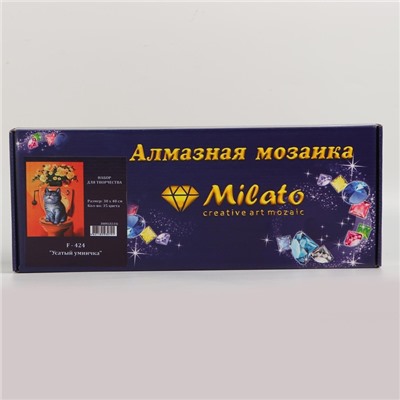Алмазная мозаика «Усатый умничка» 30 × 40 см, 35 цветов + наклейка