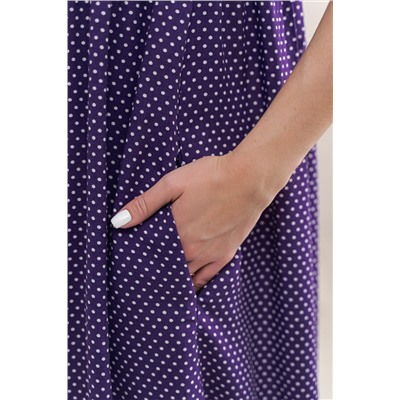 Платье женское из штапеля Лолита горох на фиолетовом