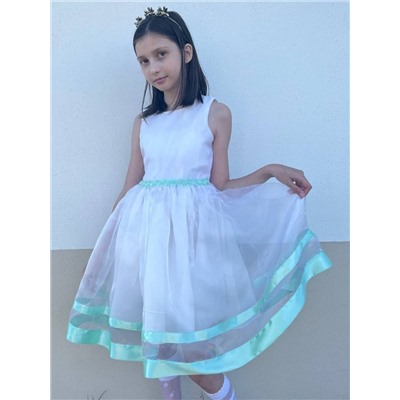 Нарядное белое платье для девочки 84165-ДН19