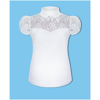 Белая школьная блузка для девочки 77483-ДШ19