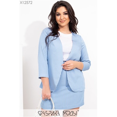 Комплект: блуза с круглым вырезом имитацией пиджака с рукавами 7/8, шорты-юбка с втачным поясом и большими накладными карманами X12572