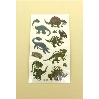 Набор наклеек-татуировок светящихся в темноте Динозавры 5 листов (2582)