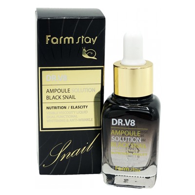 Сыворотка для лица FarmStay DR.V8 Ampoule Solution Black Snail 30 ml