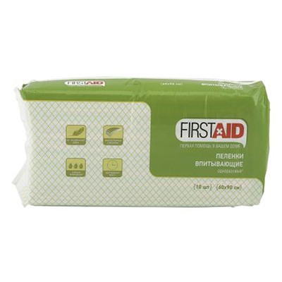 Пеленки FirstAid медицинские впитывающие 60х90 см - 10 шт.