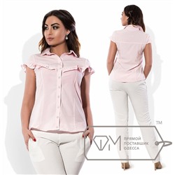 Рубашка-блузка приталенная из поплина стрейч с поперечной оборкой на лифе, переходящей на короткие рукава X6150