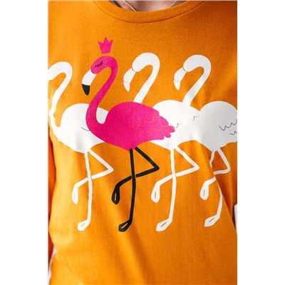 Пижама подростковая из кулирки Фламинго горчица