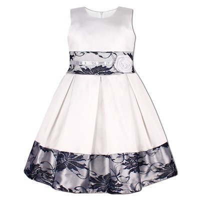 Нарядное белое платье для девочки с гипюром 83327-ДН19