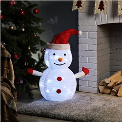 Светодиодная фигура «Снеговик» 35 × 70 × 35 см, металл, текстиль, 220 В, свечение белое