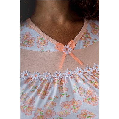 Ночная сорочка из кулирки Мила персиковый