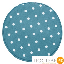 Подушка на стул круглая цвет: Горох синий d=38 см