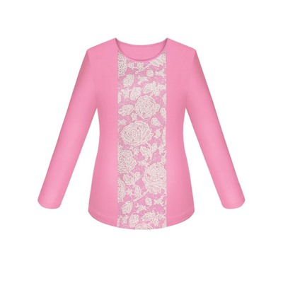 Розовый джемпер (блузка) с гипюром для девочки 83184-ДНШ21