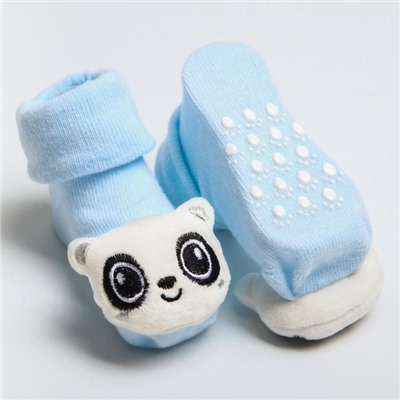 Новогодние носочки - погремушки на ножки «Панда», набор 2шт.