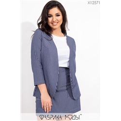 Комплект: блуза с круглым вырезом имитацией пиджака с рукавами 7/8, шорты-юбка с втачным поясом и большими накладными карманами X12571