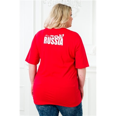 Футболка из кулирки Россия красный макси
