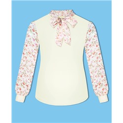 Молочная блузка для девочки с шифоном 80922-ДШ19