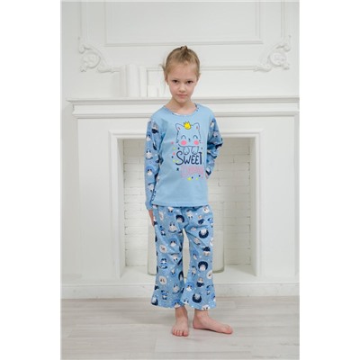 Пижама детская из кулирки Кисонька голубой