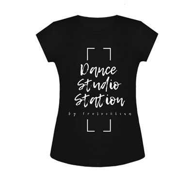 Чёрная футболка для девочки с принтом 8484-ДС20