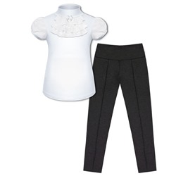 79014-7871, Школьный комплект для девочки с серыми брюками и белой блузкой 79014-7871