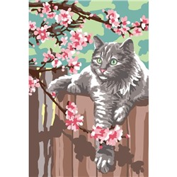 Алмазная мозаика на подрамнике с полным заполнением «Весенний кот», 20х30 см