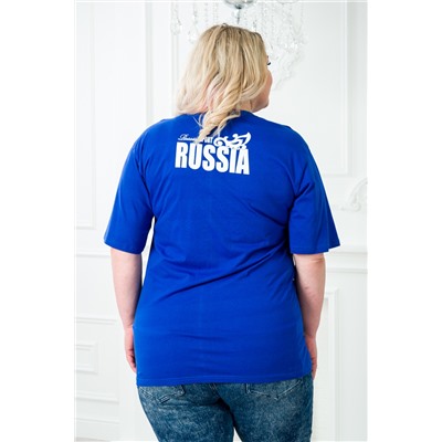 Футболка из кулирки Россия синий макси