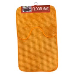 Набор ковриков в ванную комнату КЛЕТКА -оранжевый р-р 80х50 и 40х50