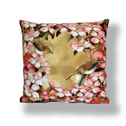 Подушка декоративная Весенние птички розовые, гобелен