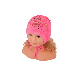 26481-ПШ16, Розовая шапка для девочки 26481-ПШ16