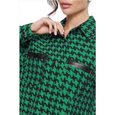 Рубашка зеленая с принтом гусиная лапка