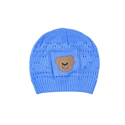 2490-ПШ16, Ажурная шапка для мальчика голубая 2490-ПШ16