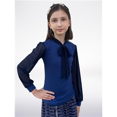 Синяя школьная блузка для девочки 809231-ДШ22