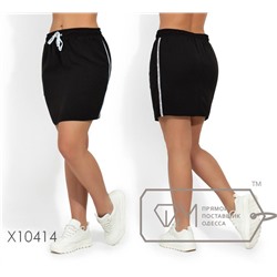 Короткая летняя юбка больших размеров из ткани креп-жоржет на резинке с кулиской и карманами X10414