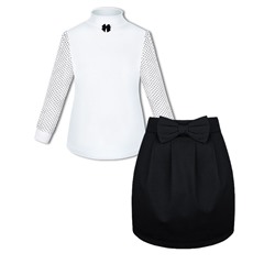 8212-78051, Школьный комплект для девочки с белой блузкой и юбкой с бантом 8212-78051