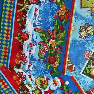 Полотенце новогоднее, размер  рогожка Дед Мороз МИКС 38х73см, 150г/м, 100% хлопок
