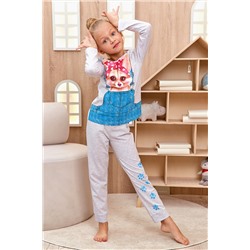 Пижама д/дев детская (фуфайка (лонгслив), брюки) Juno AW21GJ552 Sleepwear Girls серый меланж лисичка (Серый меланж)