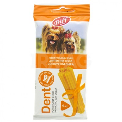 Снек для чистки зубов Biff Dent для мелких собак Сыр (4 шт.)