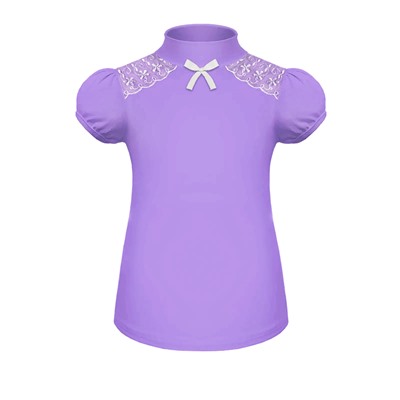 Сиреневая блузка с гипюром для девочки 84704-ДШ21