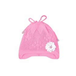 26453-ПШ16, Ажурная розовая шапка для девочки 26453-ПШ16