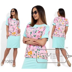 Комплект: блуза цельнокроенная с цветочным принтом и асимметричным подолом, юбка-миди прямого кроя, на молнии X10828