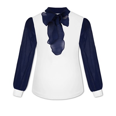 Школьная белая блузка с галстуком для девочки 84422-ДШ20