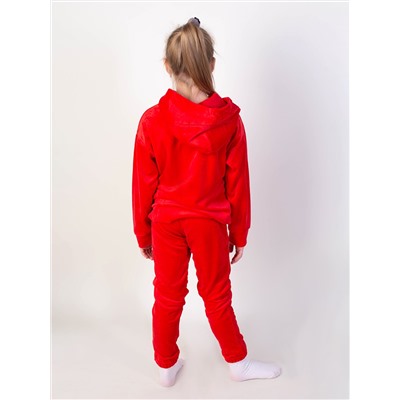 Красный велюровый костюм для девочки 85077-ДС22