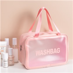 Дорожная прозрачная сумка WASHBAG, косметичка, непромокаемая, РОЗОВАЯ (2515)