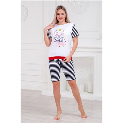 Пижама женская футболки и шорт из интерлока Киса