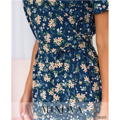 Платье №893-Джинс-цветы