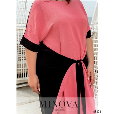 Платье №2280-розовый-черный