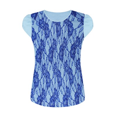 Футболка (блузка) для девочки из трикотажа и ажурного гипюра 84721-ДНШ20