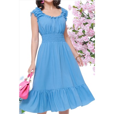 Платье голубое с глубоким вырезом