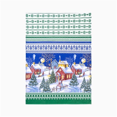 Полотенце новогоднее, размер DomoVita «Зимний вечер» цвет зелёный, размер 50х70 см, 100% хлопок, рогожка 170 г/м²