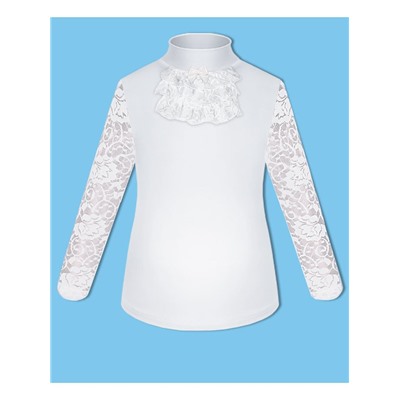 Белый школьный джемпер (блузка) для девочки 78801-ДШ20