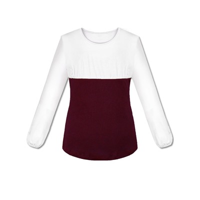 Джемпер(блузка) для девочки с бордовой отделкой 84572-ДШ21