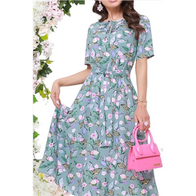 Штапельное платье с цветочным принтом